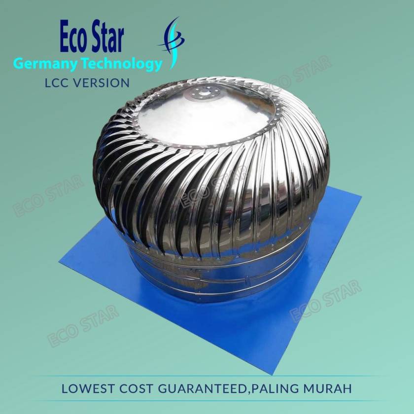 【Paling Murah】Stainless Steel Unpowered Hood Wind Ball Fan Roof